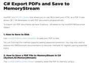 C# Export PDFs and Save to MemoryStream Programmation
