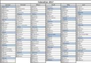 Calendrier 2017 au format Excel Bureautique