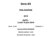 Sujet Philosophie - Bac 2018 - Série ES Education