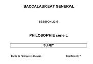 Bac 2017 Philosophie - Série L Education