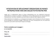 Attestation de déplacement dérogatoire de la France métropolitaine vers l'Outre-mer  Bureautique