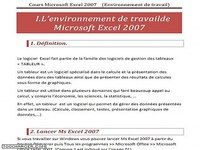 Environnement de Travail de MS Excel 2007 Environnement de Travail de MS Excel 2007