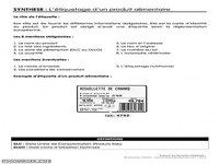 SYNTHESE : L'étiquetage d'un produit alimentaire SYNTHESE : L'étiquetage d'un produit alimentaire