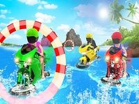 Eau  Surfeur bicyclette flottant course Eau  Surfeur bicyclette flottant course
