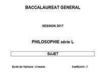 Bac 2017 Philosophie - Série L Bac 2017 Philosophie - Série L