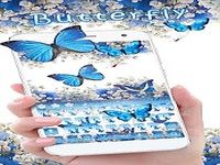 Papillon Bleu Clavier Thème Fleur gypsophila Papillon Bleu Clavier Thème Fleur gypsophila