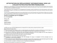 Attestation de déplacement international vers les collectivités d'outre-mer Attestation de déplacement international vers les collectivités d'outre-mer