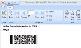 SSRS PDF417 Barcode Generator