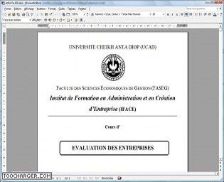 Evaluation d'entreprise MSG1-IFACE 2006/2007 Droit et économie