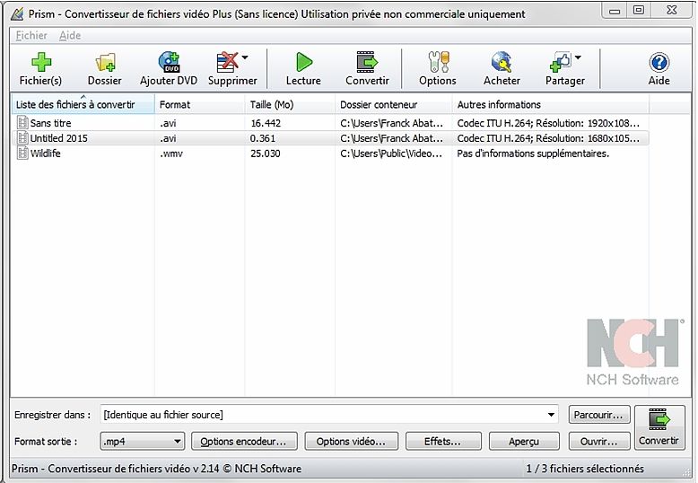 Prism Convertisseur de Vidéo Utilitaires