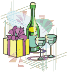 Fêter la nouvelle année en champagne et cadeau  Gifs animés