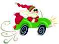 Père Noël en voiture Gifs animés