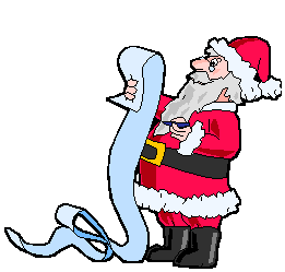 Père Noël et sa liste de cadeaux Gifs animés
