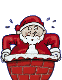 Père Noël coincé dans la cheminée Gifs animés