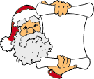 Père Noël et sa liste de Noël Gifs animés