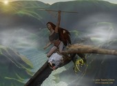 Femme qui vole sur un aigle Fonds d'écran