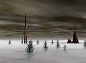 Forêt dans le brouillard Fonds d'écran