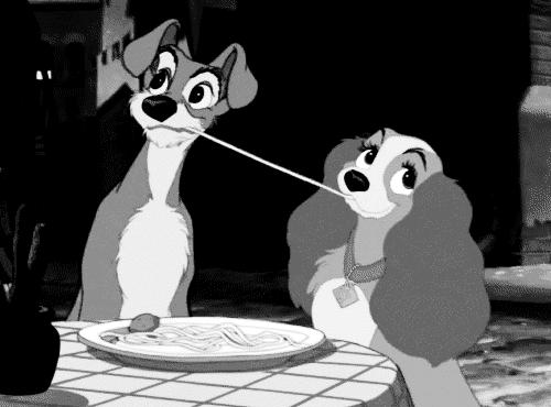 La belle et le Clochard - Spaghetti kiss Gifs animés