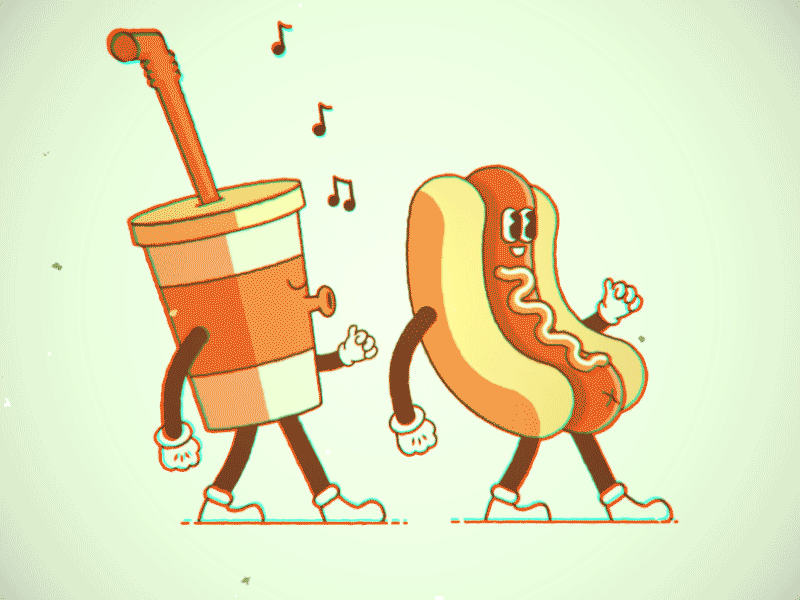 Retro Cartoon  - Soda et Hot-Dog Gifs animés