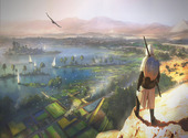 Assassin's Creed surplombant la vallée du Nil Fonds d'écran