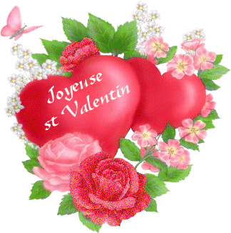 Coeur et fleurs rouges Saint Valentin Gifs animés